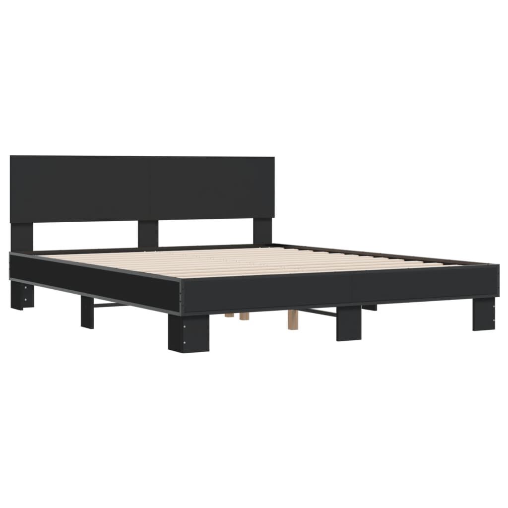 vidaXL Πλαίσιο Κρεβατιού Μαύρο 160x200 εκ. Επεξ. Ξύλο & Μέταλλο