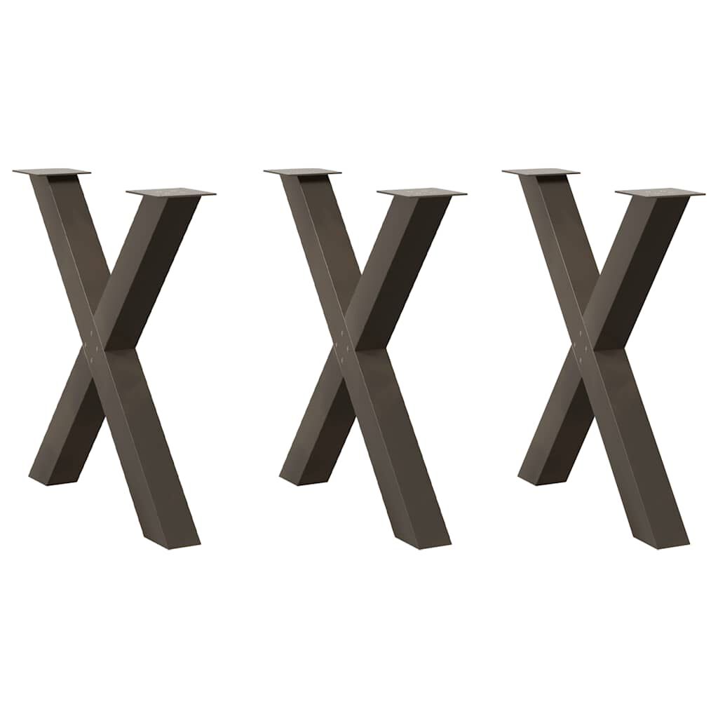 vidaXL Πόδια τραπεζαρίας σχήματος Χ 3 τεμ. Φυσικό ατσάλι 70x(72-73)εκ.