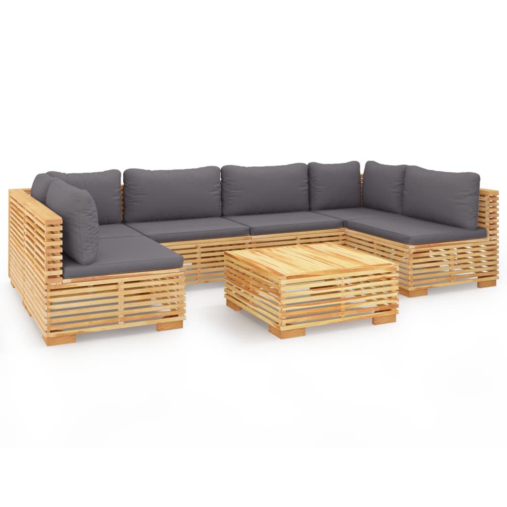 vidaXL Σαλόνι Κήπου Σετ 7 Τεμαχίων από Μασίφ Ξύλο Teak με Μαξιλάρια
