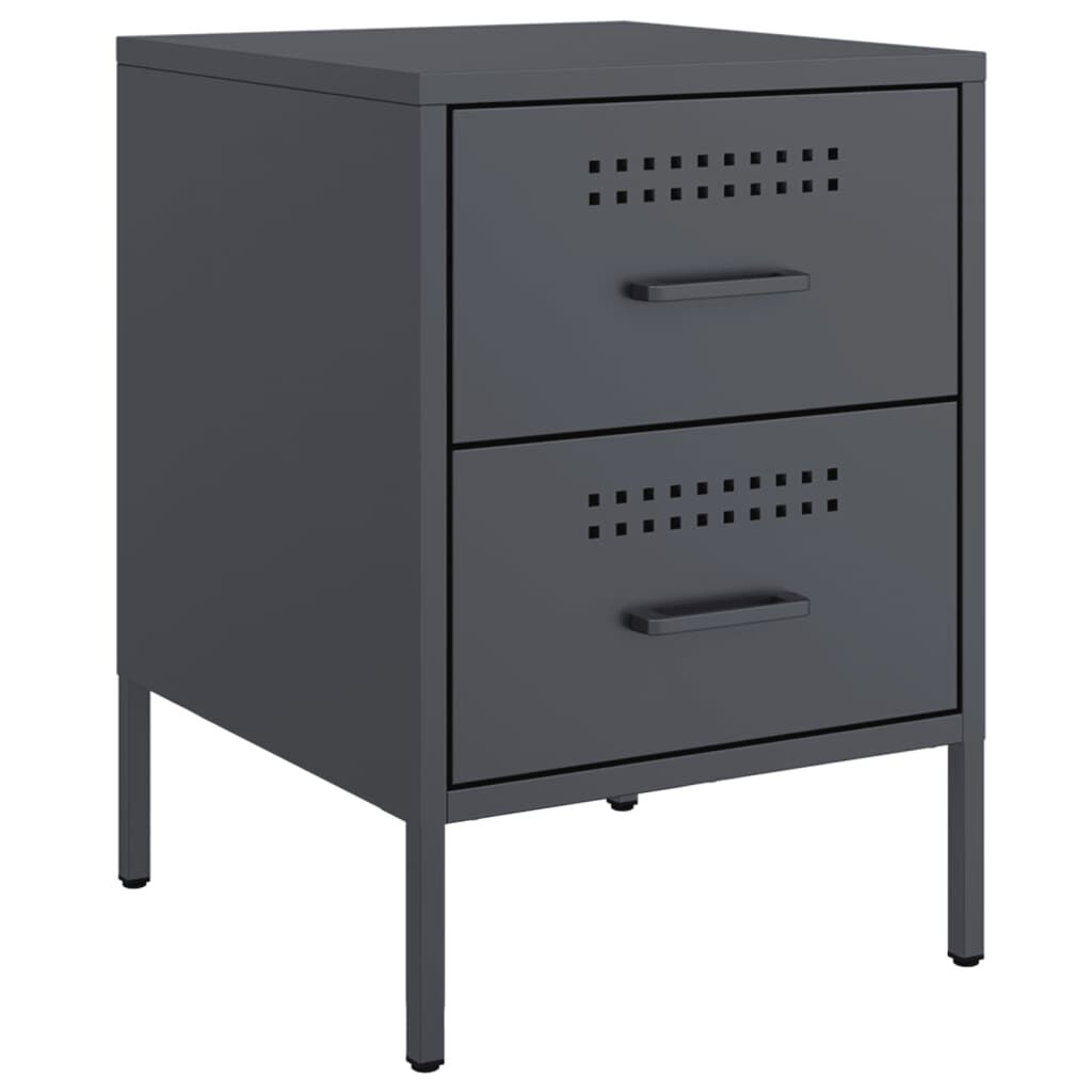 vidaXL Κομοδίνο Ανθρακί 36x39x50,5 εκ. από Χάλυβα