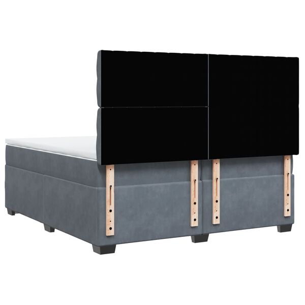 vidaXL Κρεβάτι Boxspring με Στρώμα Σκούρο Γκρι 200x200 εκ. Βελούδινο