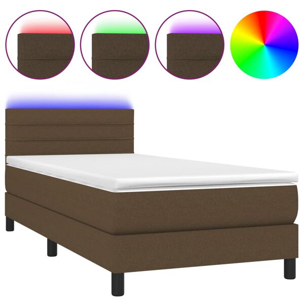 vidaXL &Kappa;&rho;&epsilon;&beta;ά&tau;&iota; Boxspring &mu;&epsilon; &Sigma;&tau;&rho;ώ&mu;&alpha; & LED &Sigma;&kappa;.&Kappa;&alpha;&phi;έ 90x200 &epsilon;&kappa;. &Upsilon;&phi;&alpha;&sigma;&mu;ά&tau;&iota;&nu;&omicron;