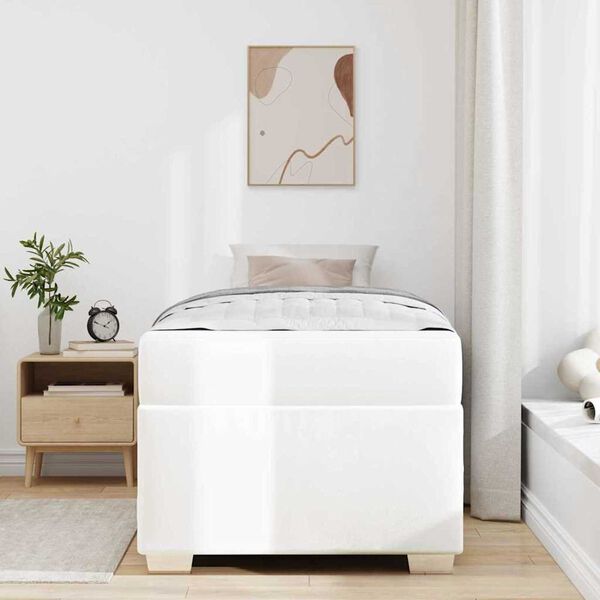 vidaXL Σκελετός Κρεβατιού Λευκό 90 x 190 cm Τεχνητό δέρμα