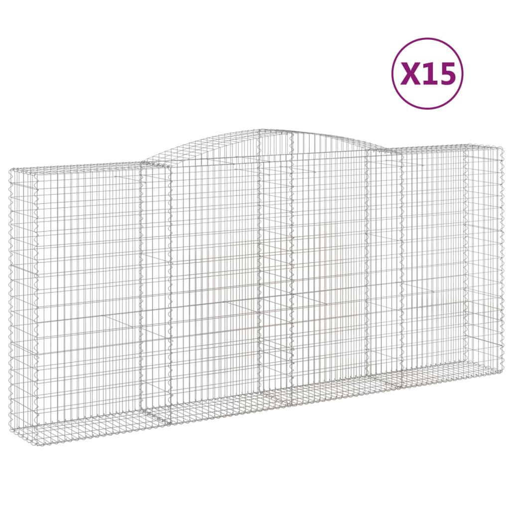 vidaXL Συρματοκιβώτια Τοξωτά 15 τεμ. 400x50x180/200 εκ. Γαλβαν. Σίδερο