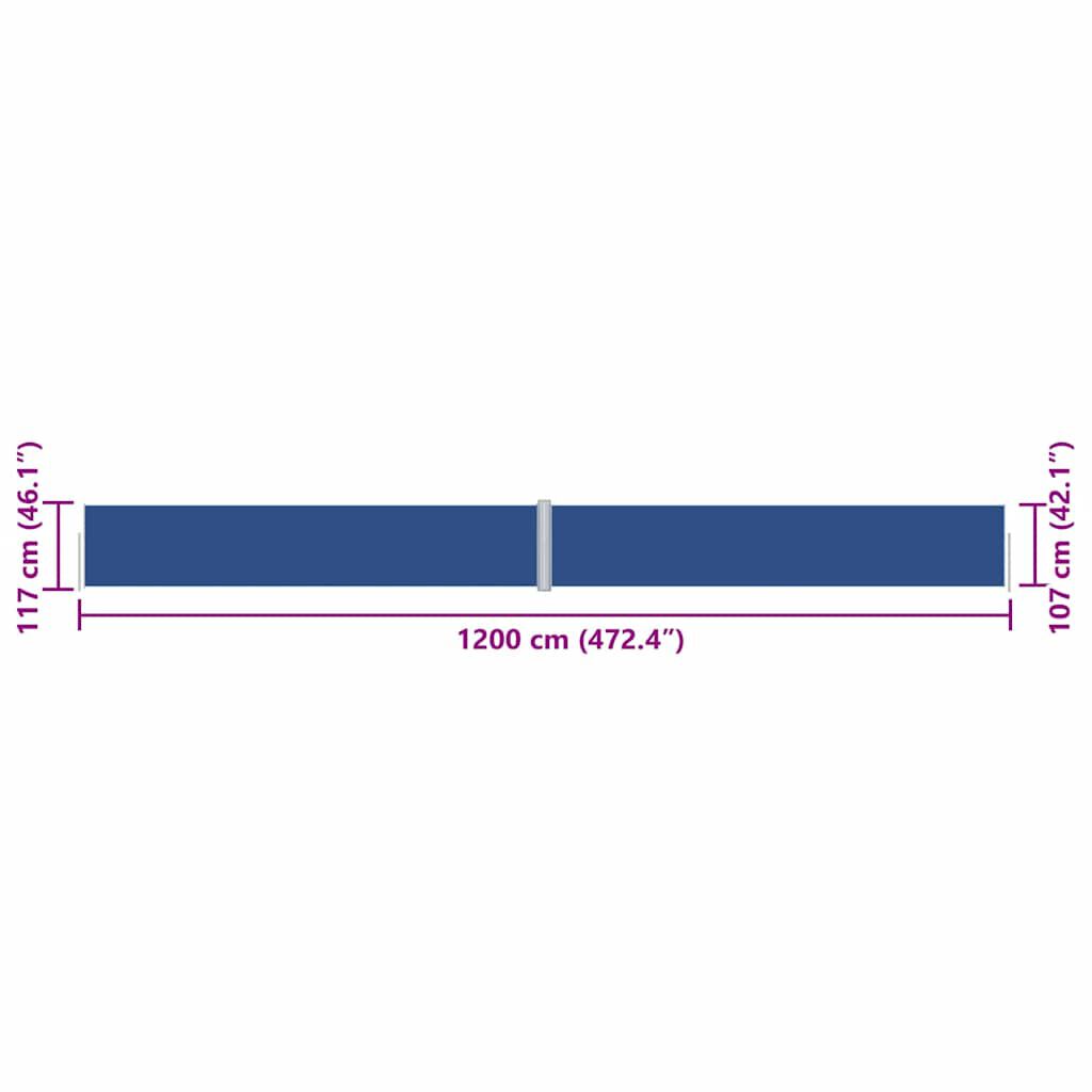 vidaXL Διαχωριστικό Βεράντας Συρόμενο Μπλε 117 x 1200 εκ.
