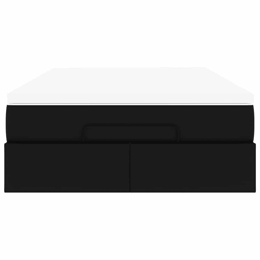 vidaXL Οθωμανικό κρεβάτι με στρώμα Μαύρο 120x200 cm Faux Leather
