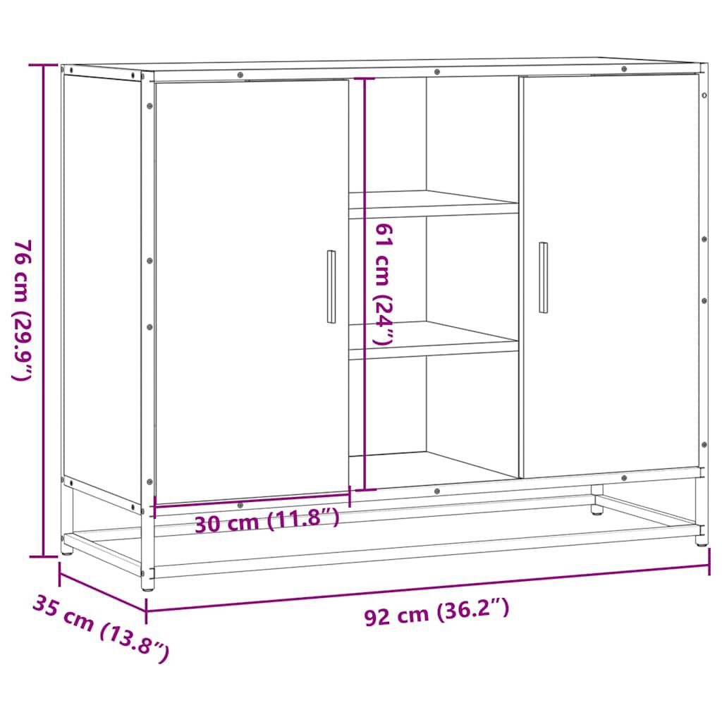 vidaXL Sideboard Sonoma Oak 92x35x76 cm Κατασκευασμένο ξύλο
