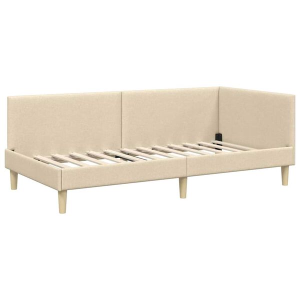 vidaXL Κρεβάτι Γωνίας Άλλο Κρεμ 80 x 200 cm Ύφασμα και Έργο ξύλου