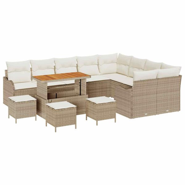vidaXL Σετ Καναπέ Κήπου 13 pcs Μπεζ συνθετικό ρατάν