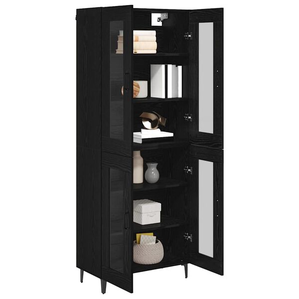 vidaXL Highboard &Mu;&alpha;ύ&rho;&eta; &Omicron;&xi;&upsilon;ά 69,5 x 34 x 180 &epsilon;&kappa;. &Epsilon;&pi;&epsilon;&xi;&epsilon;&rho;&gamma;&alpha;&sigma;&mu;έ&nu;&omicron; &xi;ύ&lambda;&omicron;