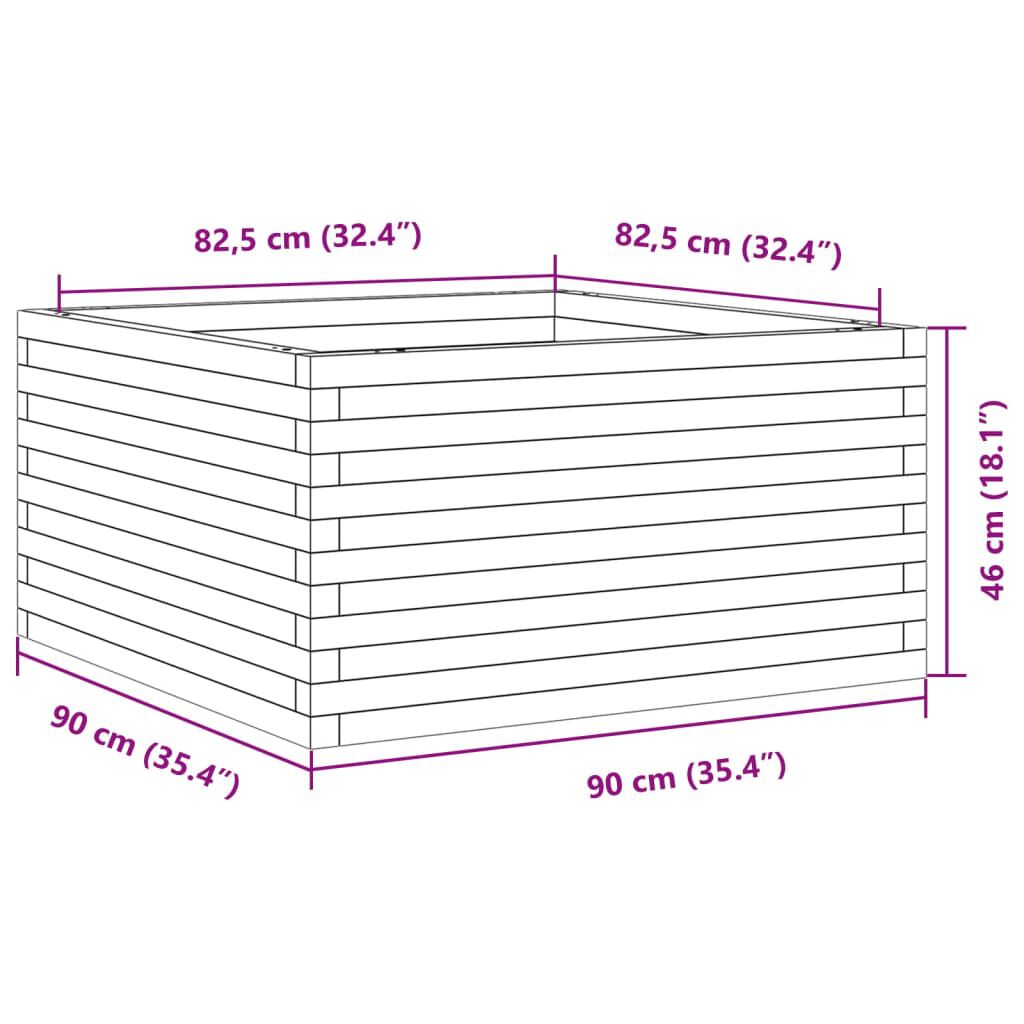 vidaXL Ζαρντινιέρα Κήπου 90x90x46 εκ. από Μασίφ Ξύλο Ψευδοτσούγκας