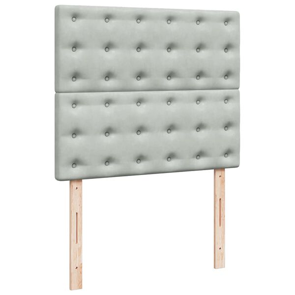vidaXL Κρεβάτι Boxspring με Στρώμα Ανοιχτό Γκρι 120x190 εκ. Βελούδινο
