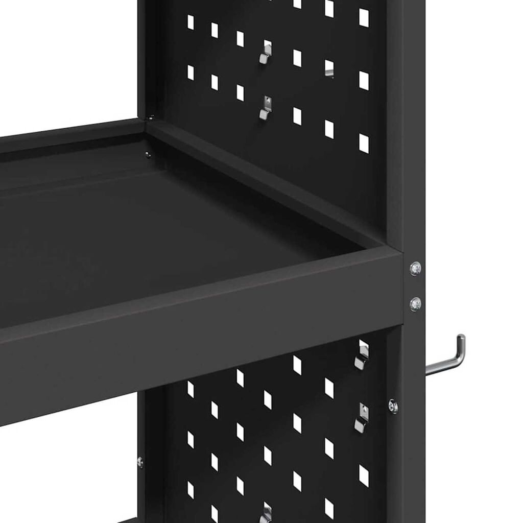vidaXL Καρότσι εργαλείων με ράφι Μαύρο 75 x 35 x 73 εκ. Κρύα χάλυβας