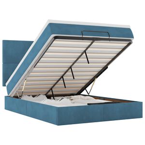 vidaXL Οθωμανικό κρεβάτι με στρώματα Σκούρο μπλε 140x190cm Βελούδο