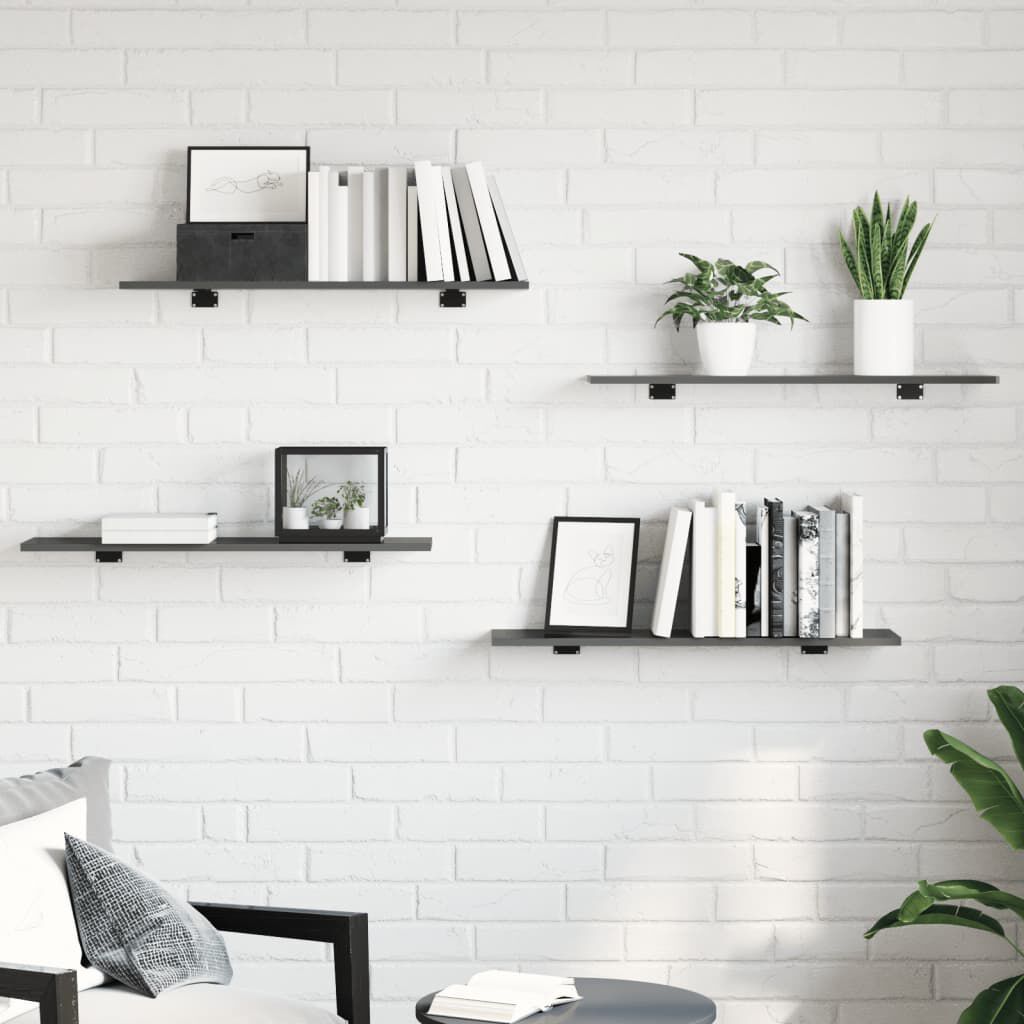vidaXL Ράφια Βιβλιοθήκης 8 τεμ. Γυαλ. Γκρι 80x20x1,5 εκ. Μοριοσανίδα