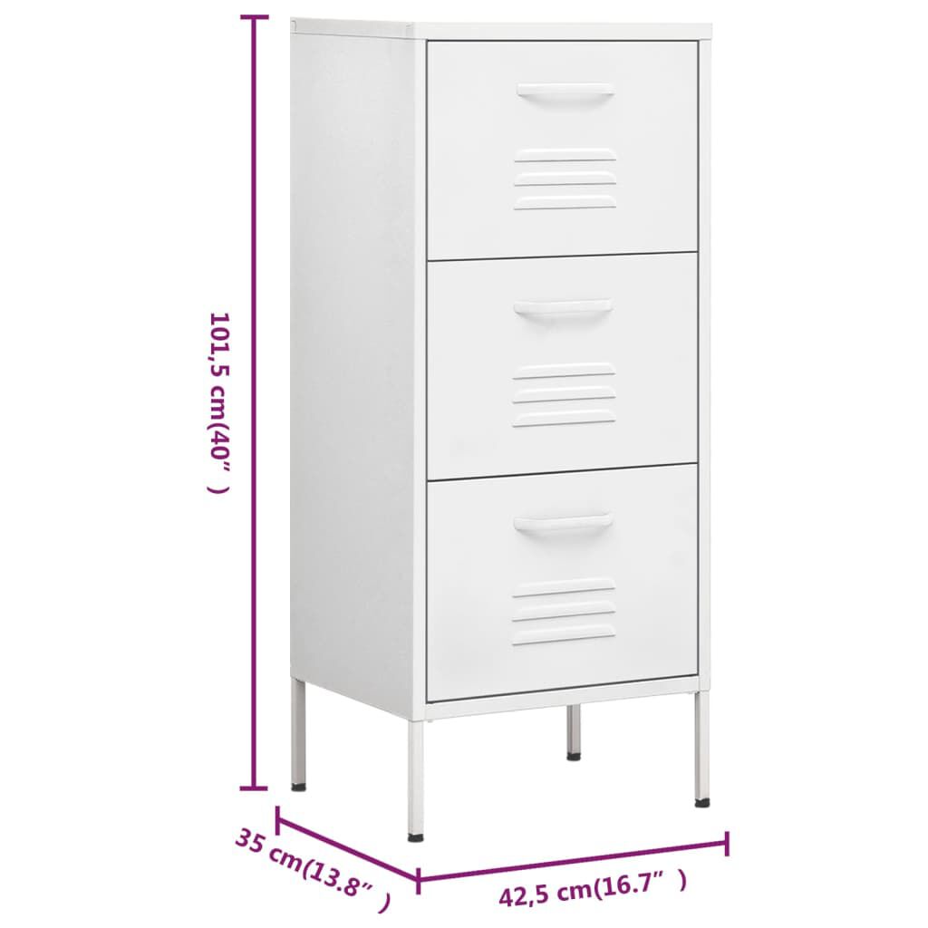 vidaXL Ντουλάπι Αποθήκευσης Λευκό 42,5x35x101,5 εκ. από Ατσάλι