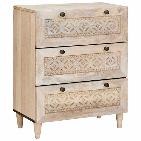 vidaXL Πλαϊνό γραφείο 3 pcs Λευκό 60 x 33 x 75 cm Μασίφ ξύλο μάνγκο