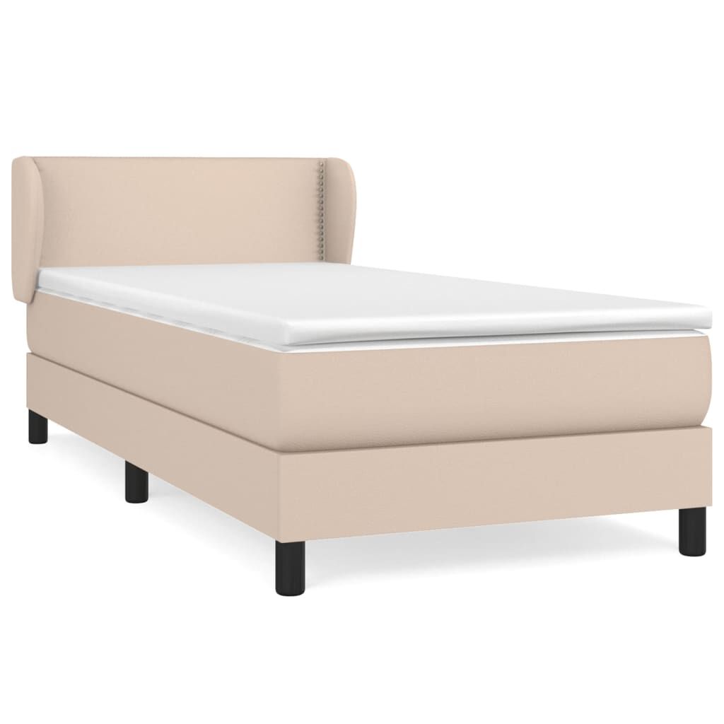 vidaXL Κρεβάτι Boxspring με Στρώμα Καπουτσίνο 90x190εκ.από Συνθ. Δέρμα