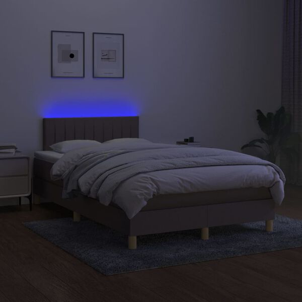 vidaXL &Kappa;&rho;&epsilon;&beta;ά&tau;&iota; Boxspring &mu;&epsilon; &Sigma;&tau;&rho;ώ&mu;&alpha; & LED Taupe 120x200 &epsilon;&kappa;. &Upsilon;&phi;&alpha;&sigma;&mu;ά&tau;&iota;&nu;&omicron;