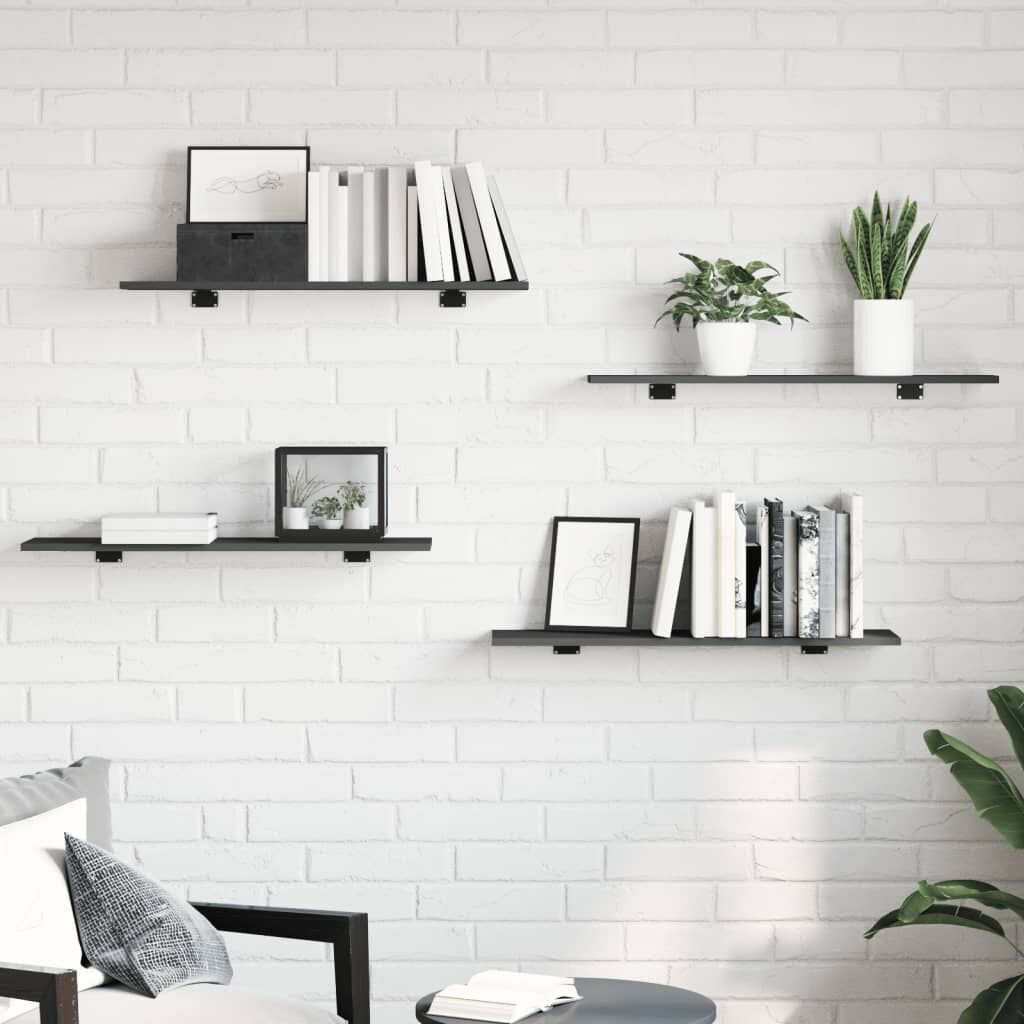 vidaXL Ράφια Βιβλιοθήκης 4 τεμ. Γκρι 80x20x1,5 εκ. από Μοριοσανίδα