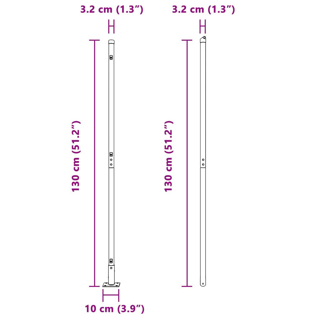 vidaXL Στερεωμένα πόδια φence με βάση 7 τεμ Ø32mm 68,5cm Γαλβανισμένο Ατσάλι