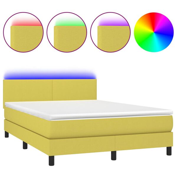 vidaXL &Kappa;&rho;&epsilon;&beta;ά&tau;&iota; Boxspring &mu;&epsilon; &Sigma;&tau;&rho;ώ&mu;&alpha; & LED &Pi;&rho;ά&sigma;&iota;&nu;&omicron; 140x190 &epsilon;&kappa; &Upsilon;&phi;&alpha;&sigma;&mu;ά&tau;&iota;&nu;&omicron;