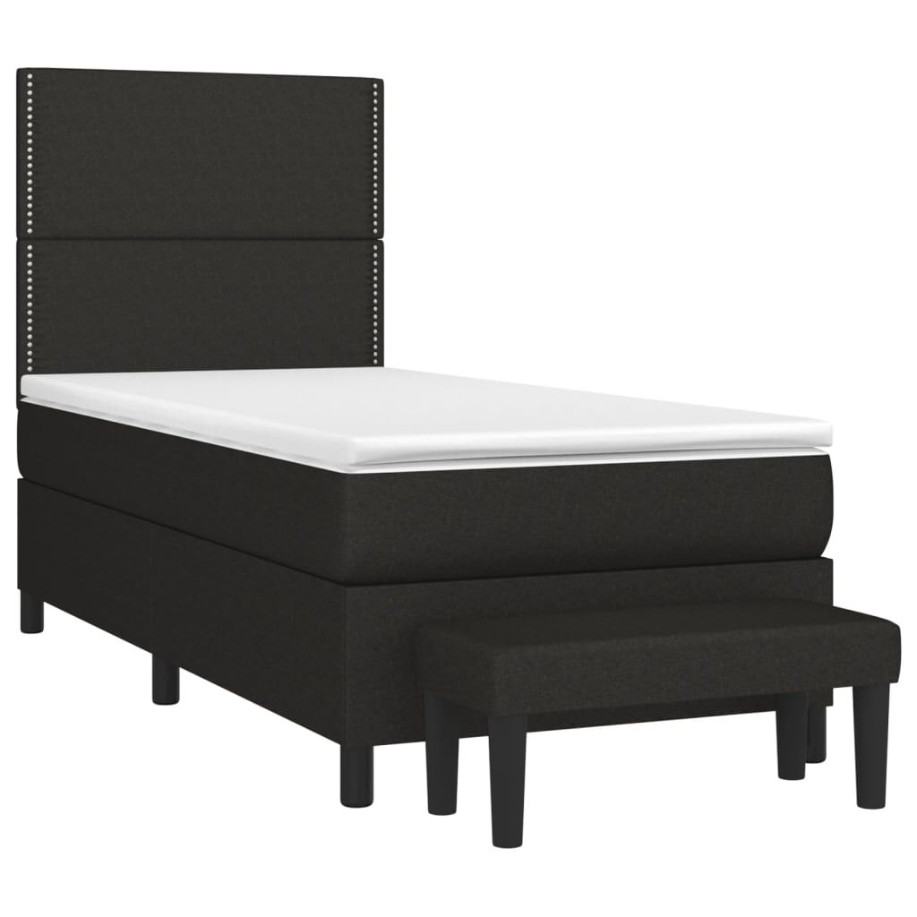vidaXL Κρεβάτι Boxspring με Στρώμα Μαύρο 100 x 200 εκ. Υφασμάτινο