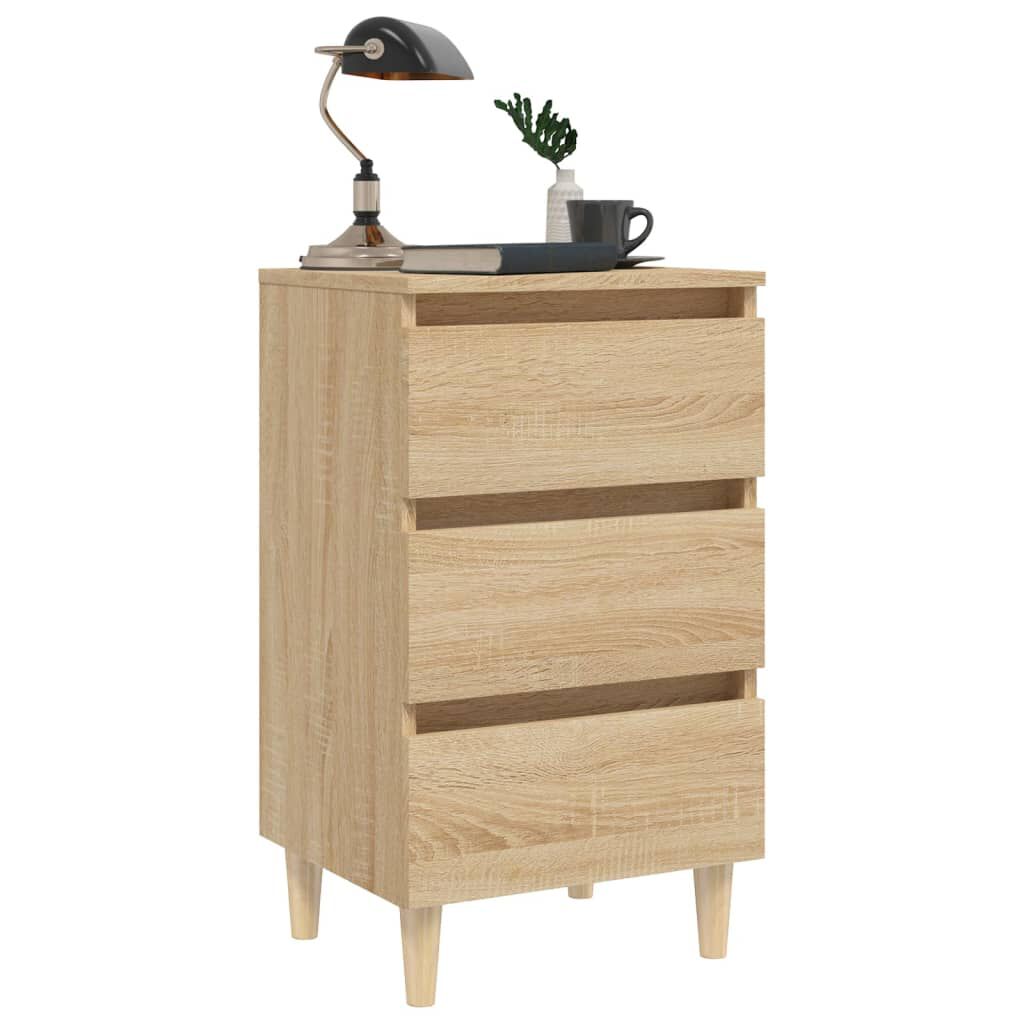vidaXL Κομοδίνο Sonoma Δρυς 40 x 35 x 69 εκ. με Μασίφ Ξύλινα Πόδια