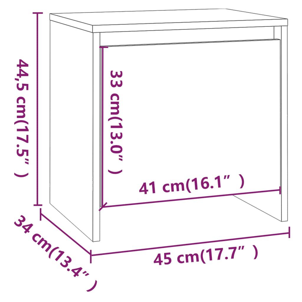 vidaXL Κομοδίνα 2 Τεμ. Καπ. Δρυς 45x34x44,5 εκ. από Επεξεργασμένο Ξύλο