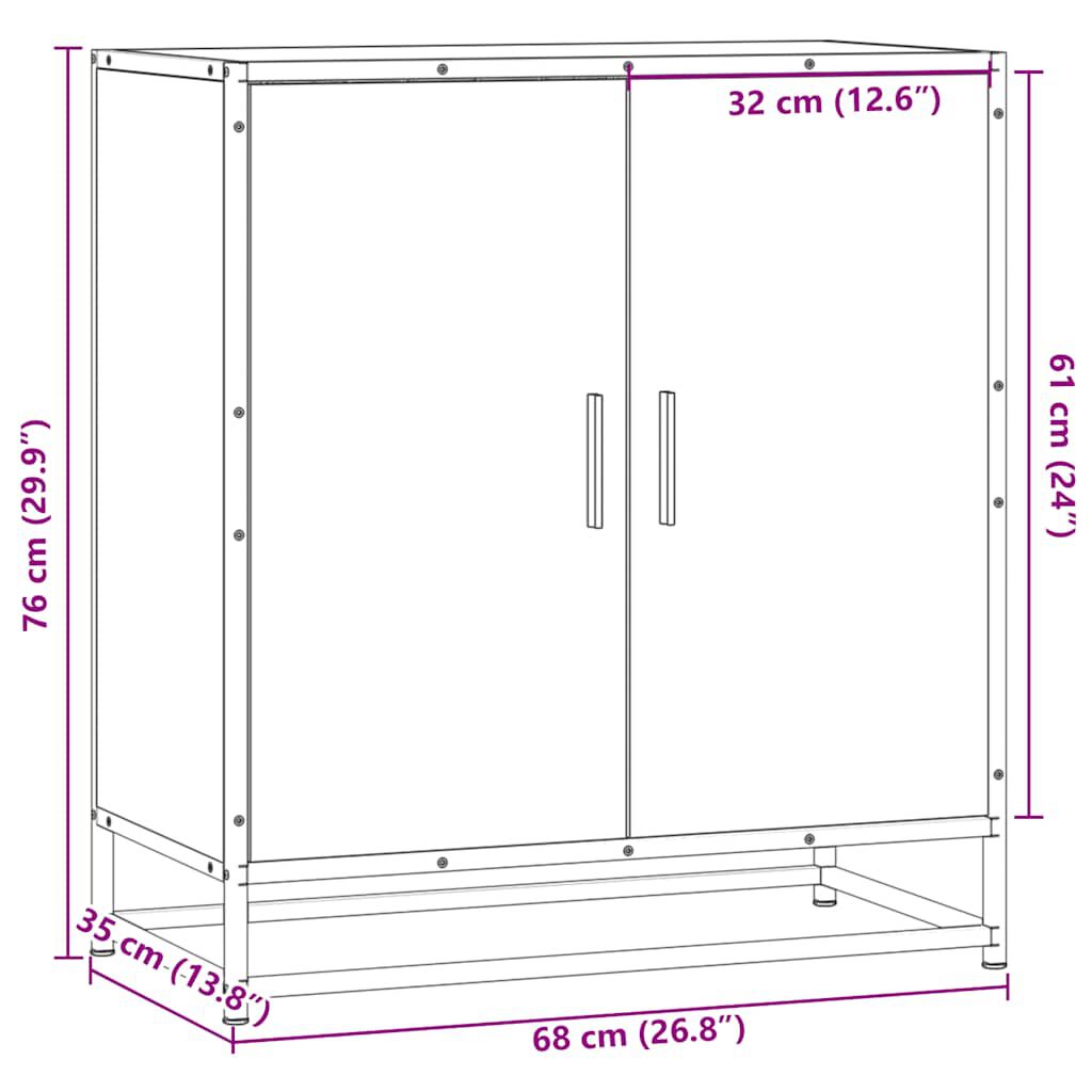 vidaXL Ραφιέρα Καφέ Δρυς 68x35x76 εκ. Επεξ. Ξύλο + Μέταλλο