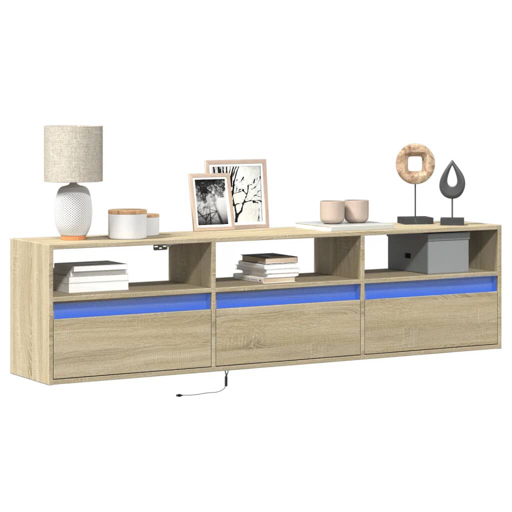 vidaXL Έπιπλο Τοίχου Τηλεόρασης με LED Sonoma Δρυς 180x31x45 εκ.
