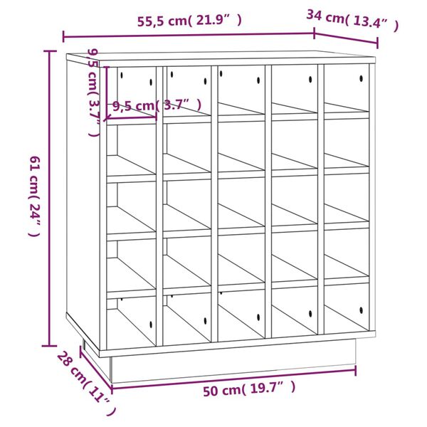 vidaXL Κάβα Κρασιών 55,5 x 34 x 61 εκ. από Μασίφ Ξύλο Πεύκου