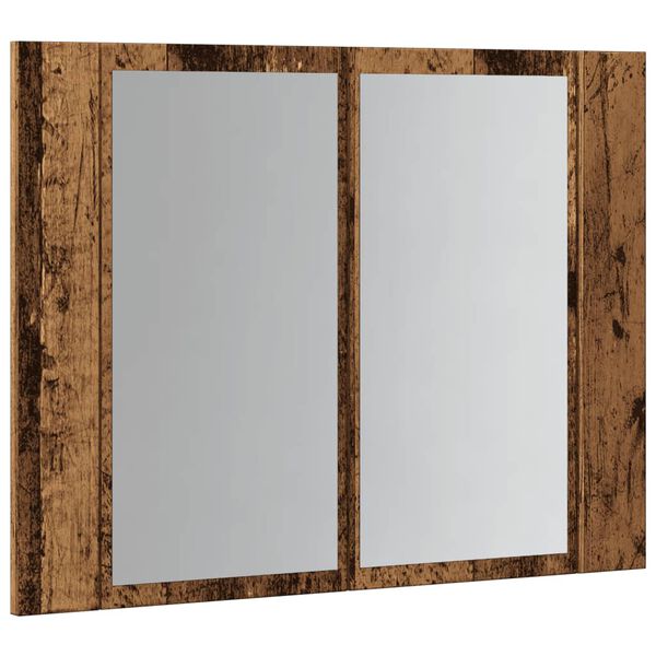 vidaXL Έπιπλο Καθρέφτη με LED Όψη Παλαιού Ξύλου 60x12x45εκ. Επεξ. Ξύλο