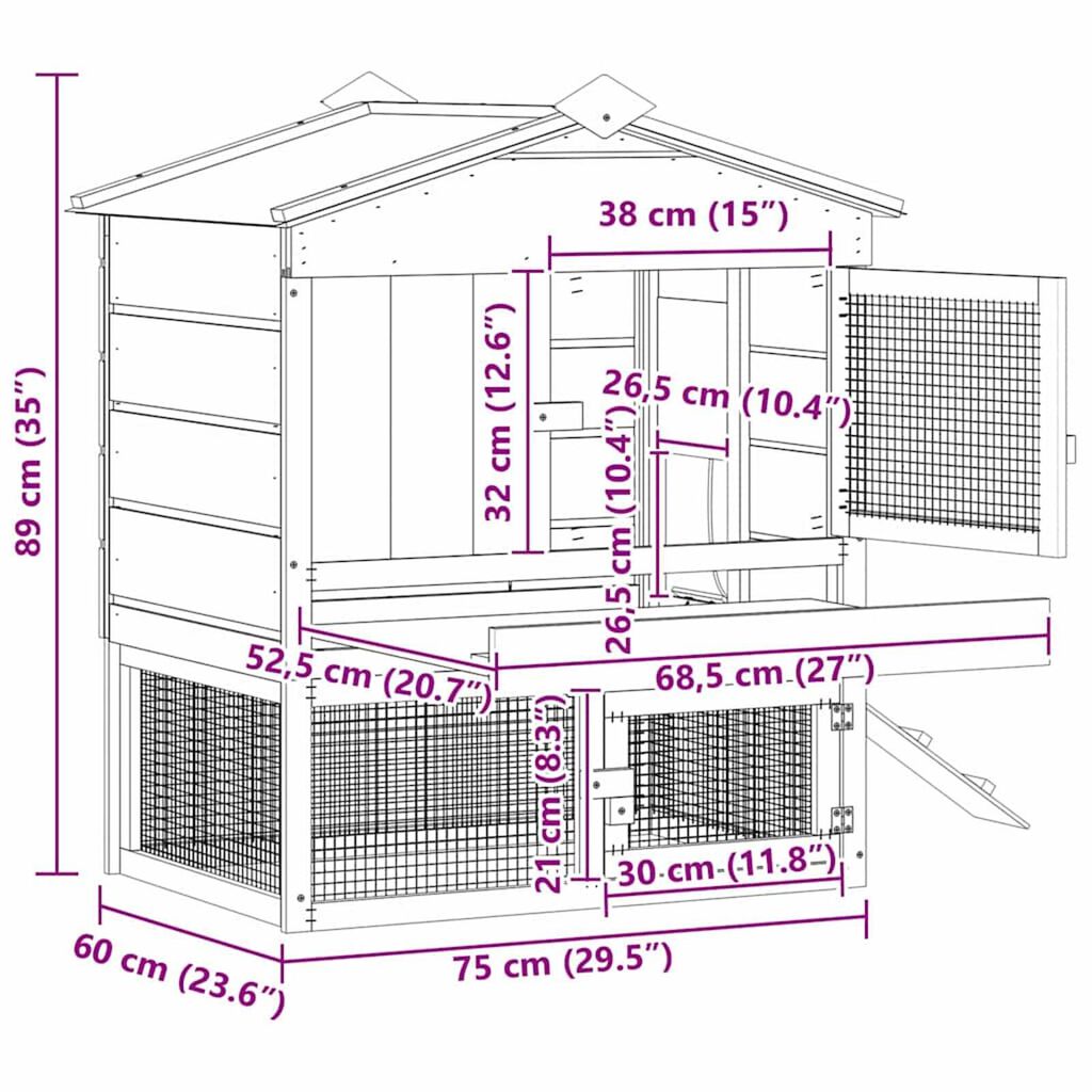 vidaXL Κοτέτσι Καφέ 75 x 59 x 60 εκ.