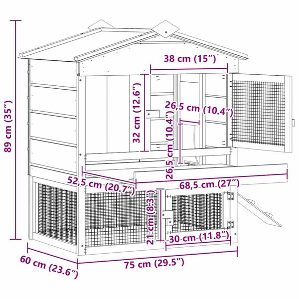 vidaXL Κοτέτσι Καφέ 75 x 59 x 60 εκ.
