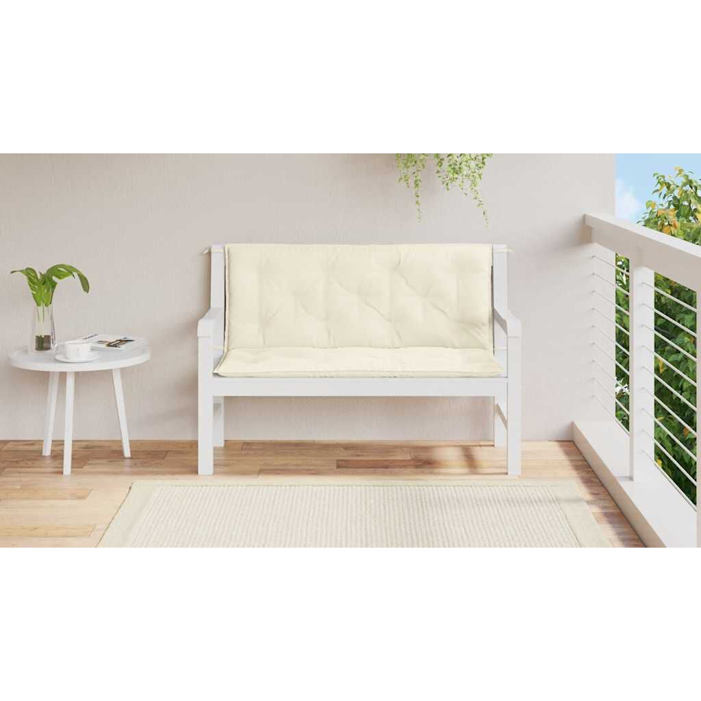 vidaXL Μαξιλάρι Πάγκου Κήπου Κρεμ Λευκό 120x(50+50)x7εκ. Ύφασμα Oxford