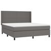 vidaXL Κρεβάτι Boxspring με Στρώμα & LED Γκρι 160x200 εκ. Συνθ. Δέρμα