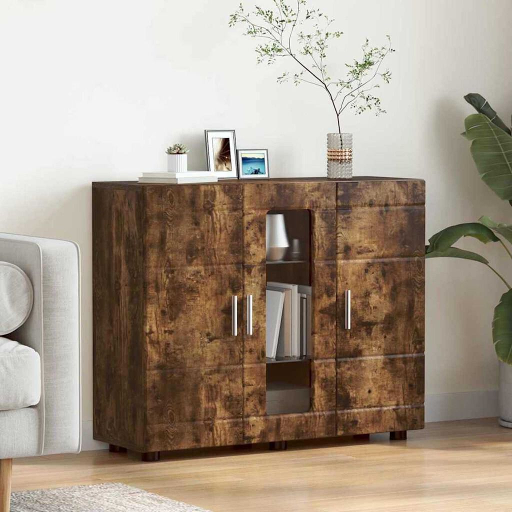 vidaXL Πλαϊνό γραφείο με ράφι Καπνιστή δρυς 55.5 x 29 x 100 εκ