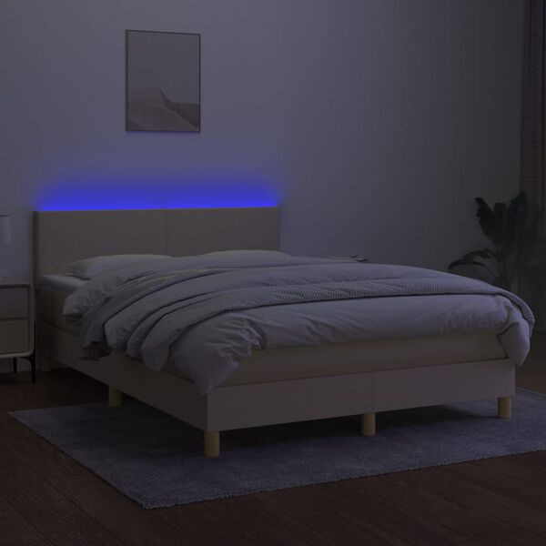 vidaXL &Kappa;&rho;&epsilon;&beta;ά&tau;&iota; Boxspring &mu;&epsilon; &Sigma;&tau;&rho;ώ&mu;&alpha; & LED &Kappa;&rho;&epsilon;&mu; 140x200 &epsilon;&kappa;. &Upsilon;&phi;&alpha;&sigma;&mu;ά&tau;&iota;&nu;&omicron;