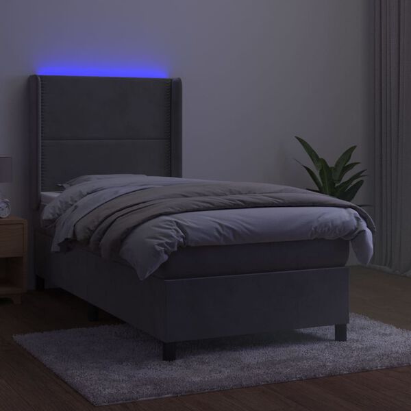 vidaXL &Kappa;&rho;&epsilon;&beta;ά&tau;&iota; Boxspring &mu;&epsilon; &Sigma;&tau;&rho;ώ&mu;&alpha; & LED &Alpha;&nu;.&Gamma;&kappa;&rho;&iota; 90x200 &epsilon;&kappa;. &Beta;&epsilon;&lambda;&omicron;ύ&delta;&iota;&nu;&omicron;