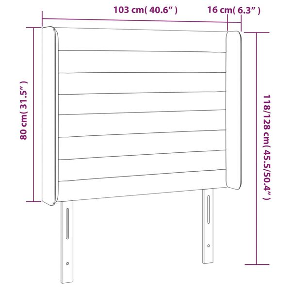 vidaXL Κεφαλάρι Κρεβατιού LED Ανοιχτό Γκρι 103x16x118/128εκ. Βελούδινο