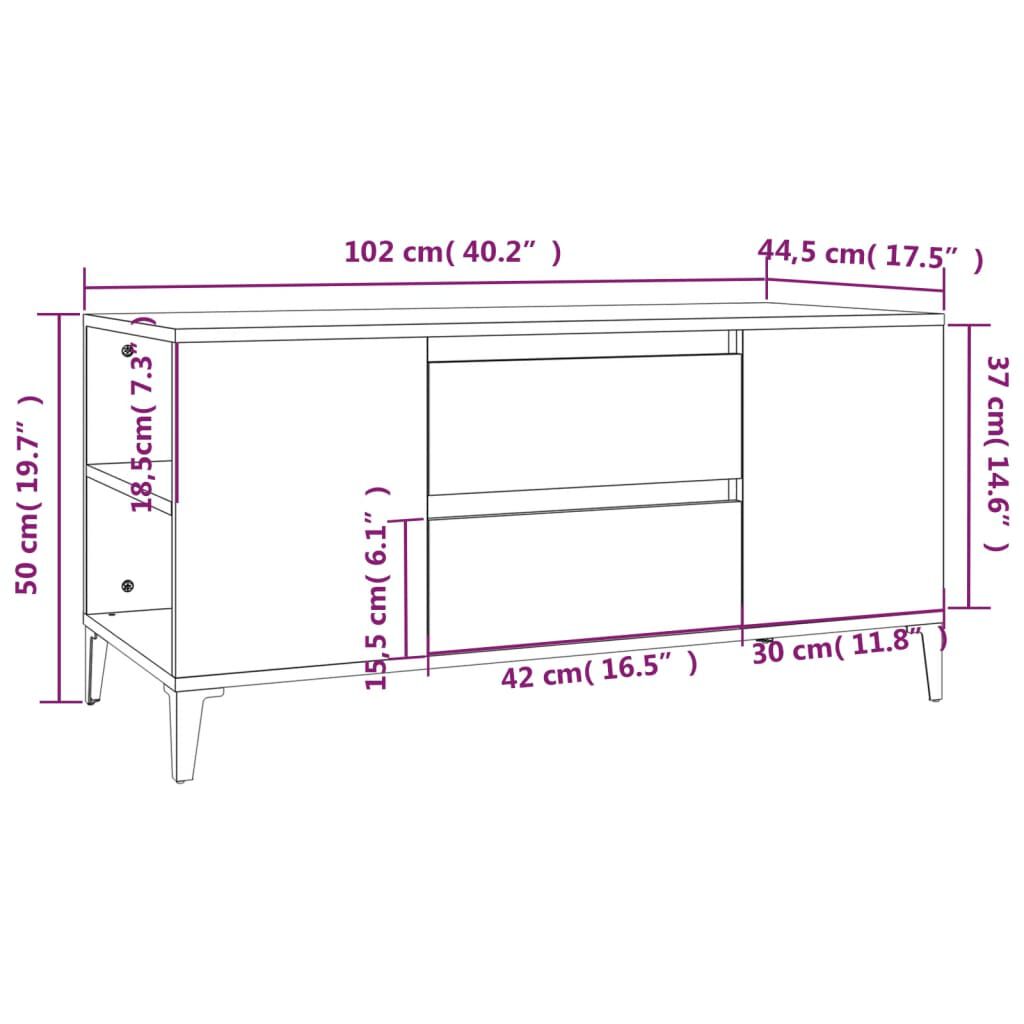 vidaXL Έπιπλο Τηλεόρασης Γκρι Sonoma 102x44,5x50 εκ. από Επεξεργ. Ξύλο