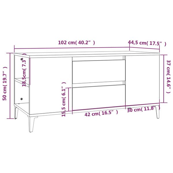 vidaXL Έπιπλο Τηλεόρασης Γκρι Sonoma 102x44,5x50 εκ. από Επεξεργ. Ξύλο