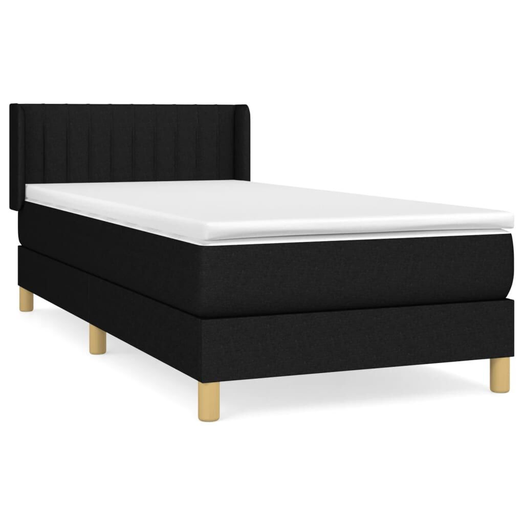 vidaXL Κρεβάτι Boxspring με Στρώμα Μαύρο 100 x 200 εκ. Υφασμάτινο