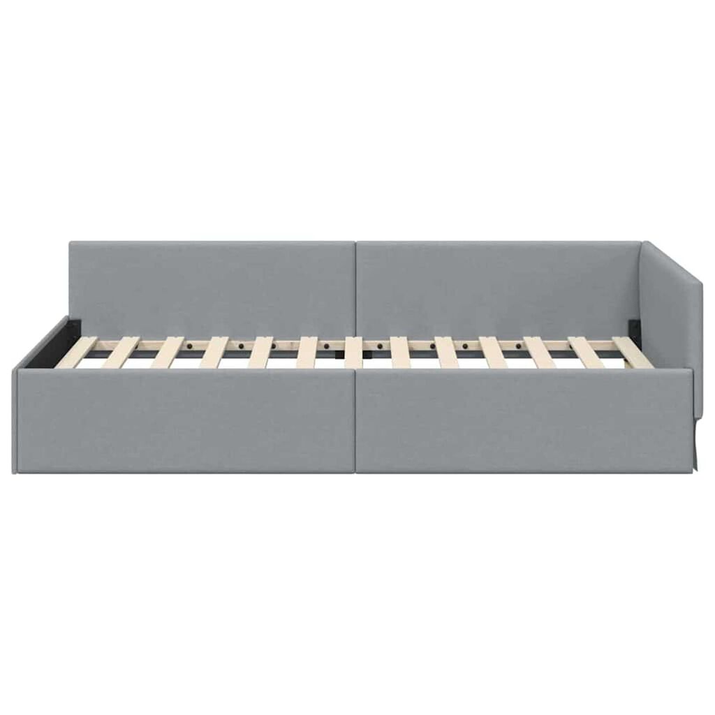 vidaXL Κρεβάτι Γωνίας Ανοιχτό γκρι 90 x 190 cm Ύφασμα και Έργο ξύλου