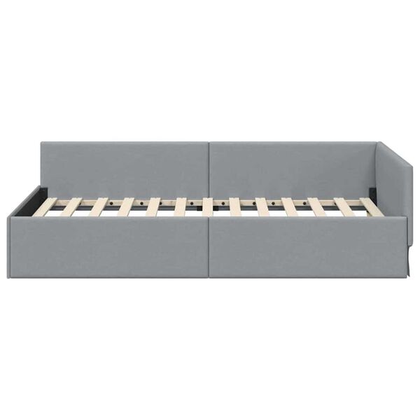 vidaXL Κρεβάτι Γωνίας Ανοιχτό γκρι 90 x 190 cm Ύφασμα και Έργο ξύλου