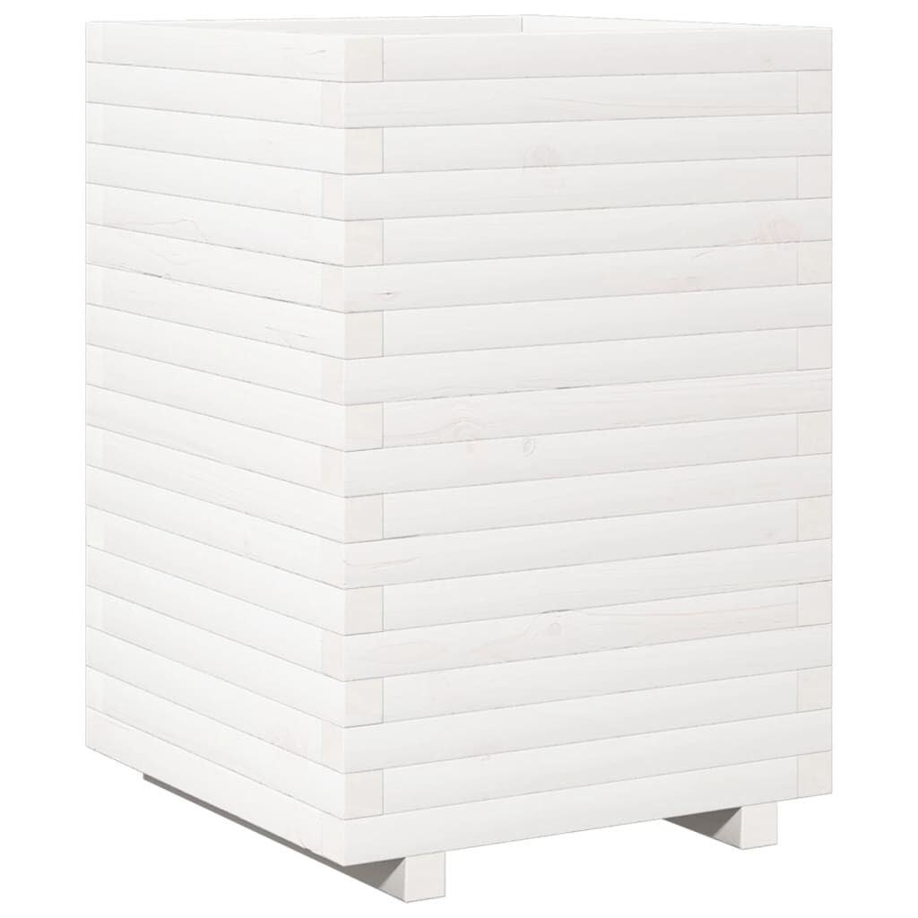 vidaXL Ζαρντινιέρα Κήπου Λευκή 50x50x72 εκ. από Μασίφ Ξύλο Πεύκου
