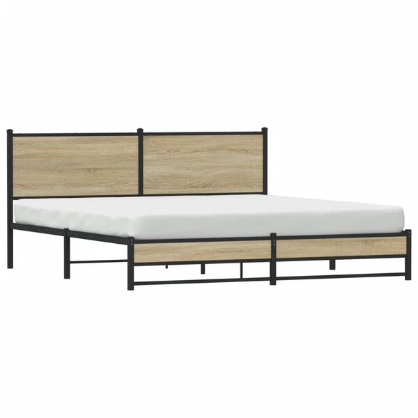 vidaXL Σκελετός Κρεβ. Χωρίς Στρώμα Sonoma Δρυς 160x200 εκ. Μεταλλικό