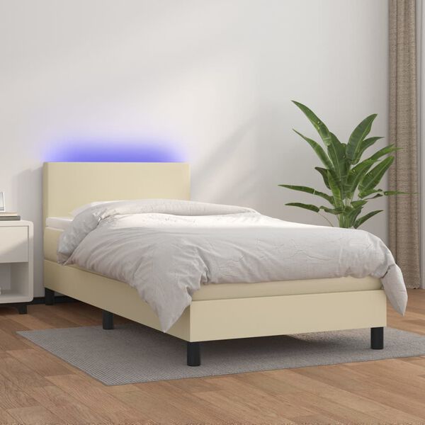 vidaXL &Kappa;&rho;&epsilon;&beta;ά&tau;&iota; Boxspring &mu;&epsilon; &Sigma;&tau;&rho;ώ&mu;&alpha; & LED &Kappa;&rho;&epsilon;&mu; 90x200 &epsilon;&kappa;. &Sigma;&upsilon;&nu;&theta;. &Delta;έ&rho;&mu;&alpha;
