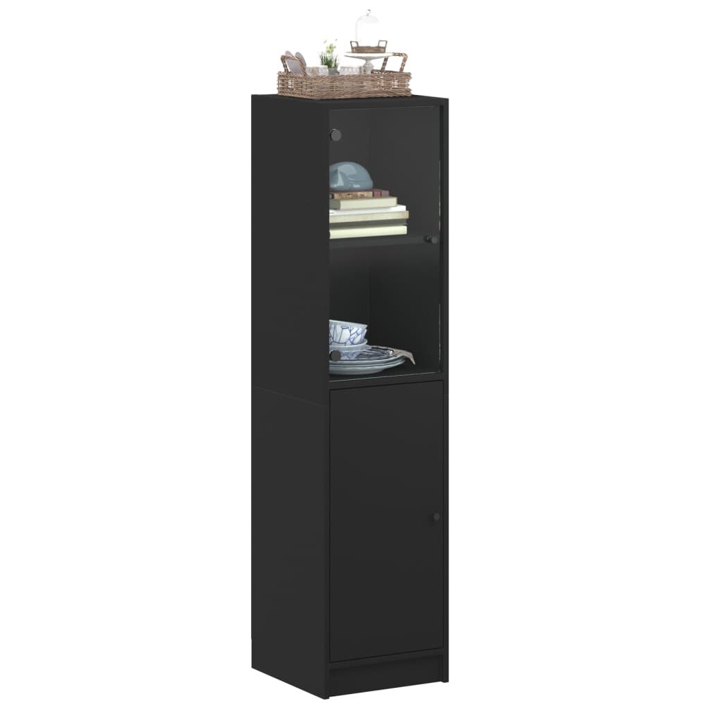 vidaXL Ντουλάπι Μαύρο 35x37x142 εκ. με Γυάλινες Πόρτες